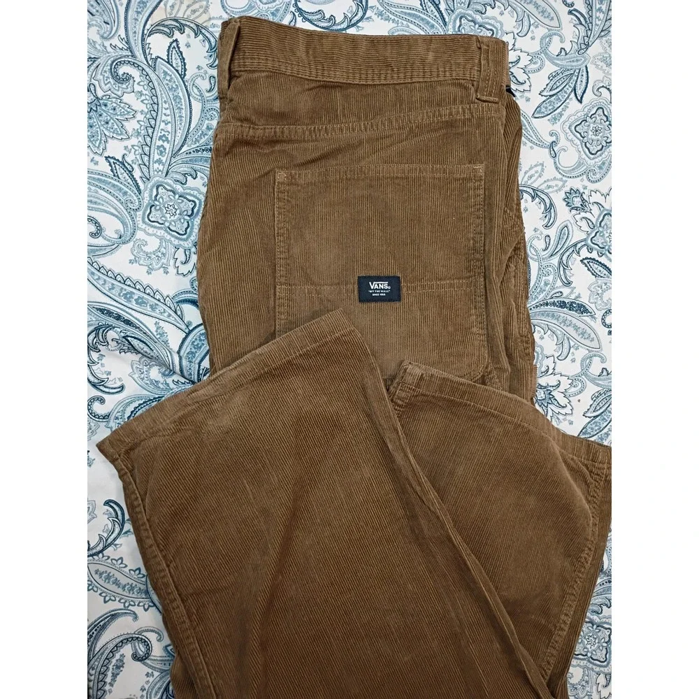 Vans Drill Chore Carpenter Pants Brown Corduroy Loose Fit Mens 38x32 VN0008NBOE0